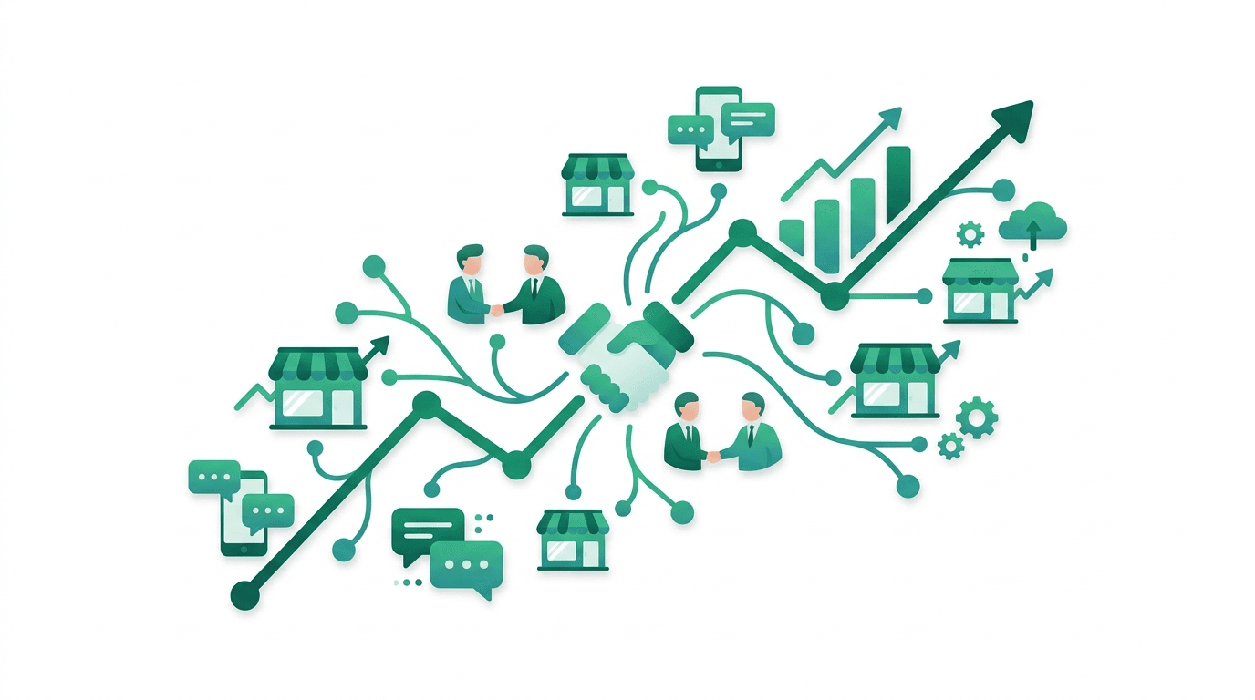 Network of businesses connected through referrals and partnerships